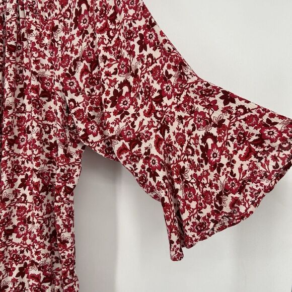In Studio Boho Peasant Top Pink Ditsy Floral Elastic Waist 3/4 Sleeves Size 1X - Picture 5 of 11